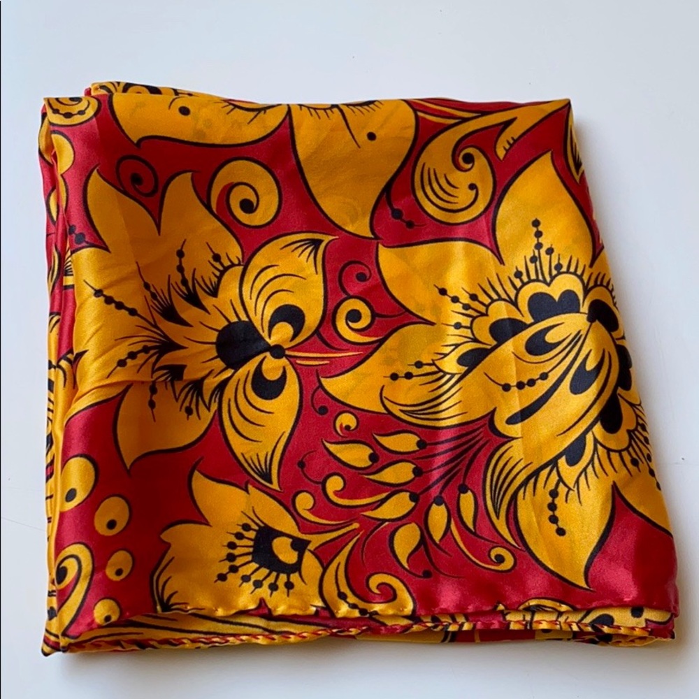 Denis Simachev Khokhloma Print Silk Vintage Scarf